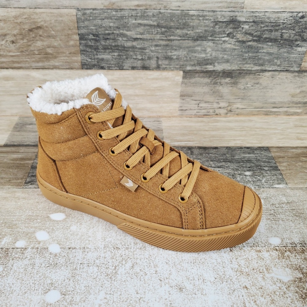 Cariuma Oca High Therma Womens Boots Sz 7 All Camel Aegan Suede Fleece‎ Lined